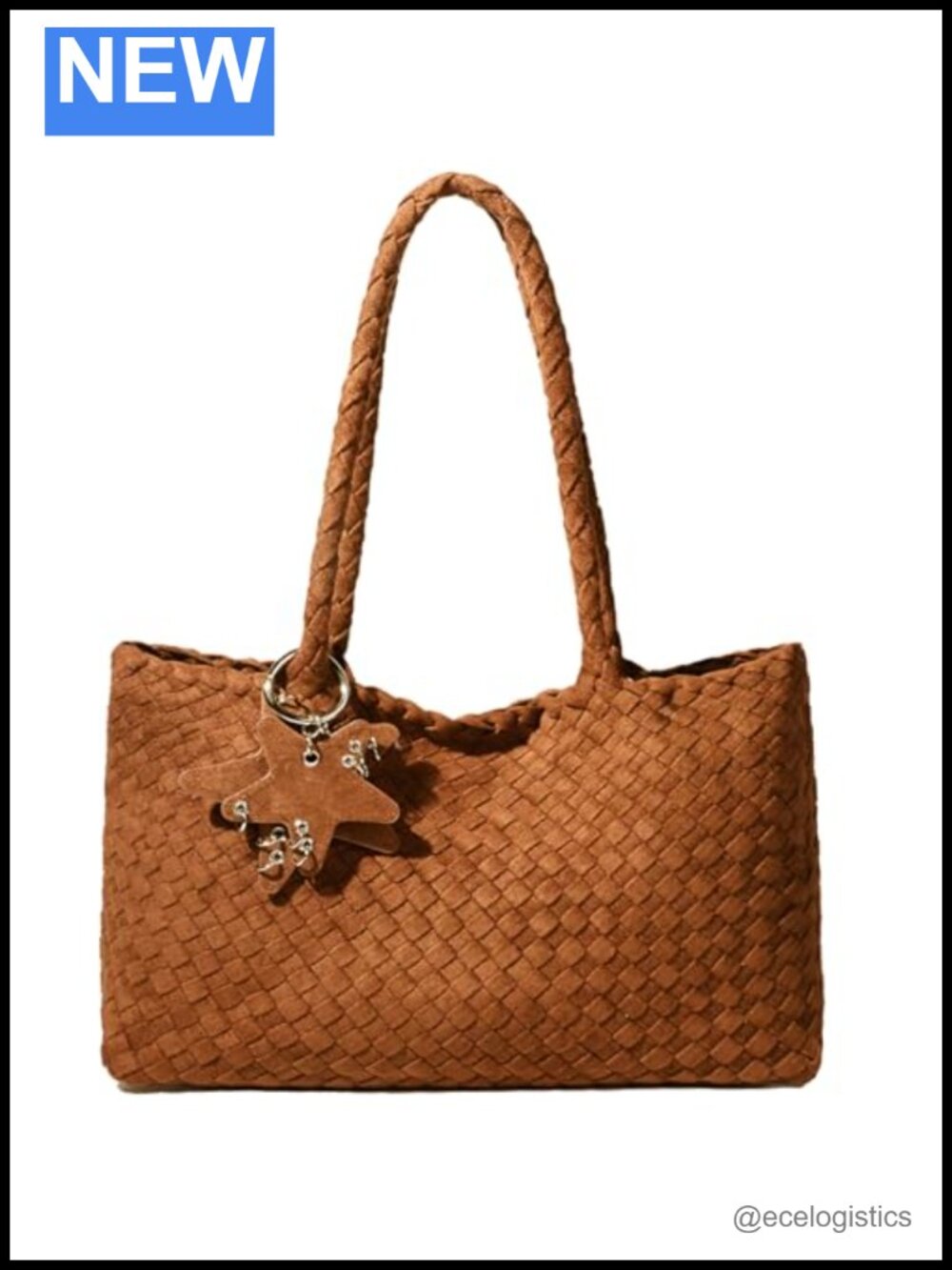 Woven Hobo Shoulder Bag Vegan Leather Tote Handbag Women Travel Shopping Beach